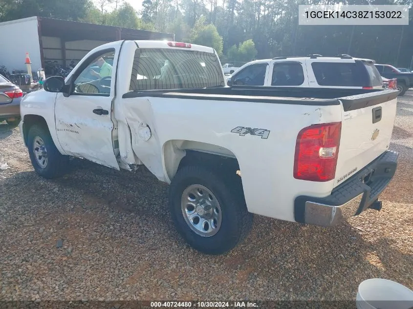 2008 Chevrolet Silverado 1500 Work Truck VIN: 1GCEK14C38Z153022 Lot: 40724480