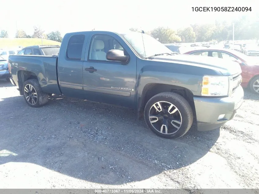 2008 Chevrolet Silverado 1500 Lt1 VIN: 1GCEK19058Z240094 Lot: 40773367