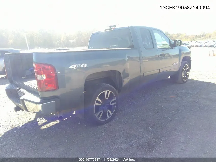 2008 Chevrolet Silverado 1500 Lt1 VIN: 1GCEK19058Z240094 Lot: 40773367