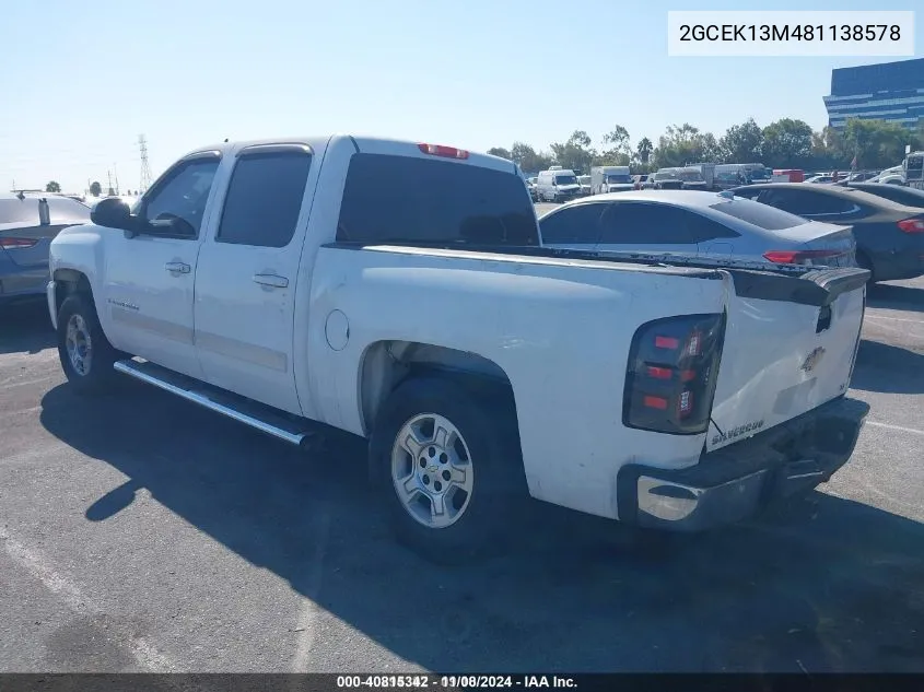 2GCEK13M481138578 2008 Chevrolet Silverado 1500 Ltz