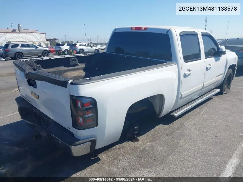 2GCEK13M481138578 2008 Chevrolet Silverado 1500 Ltz