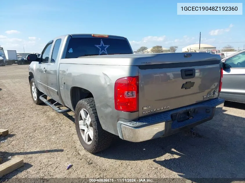 2008 Chevrolet Silverado 1500 Lt1 VIN: 1GCEC19048Z192360 Lot: 40836675