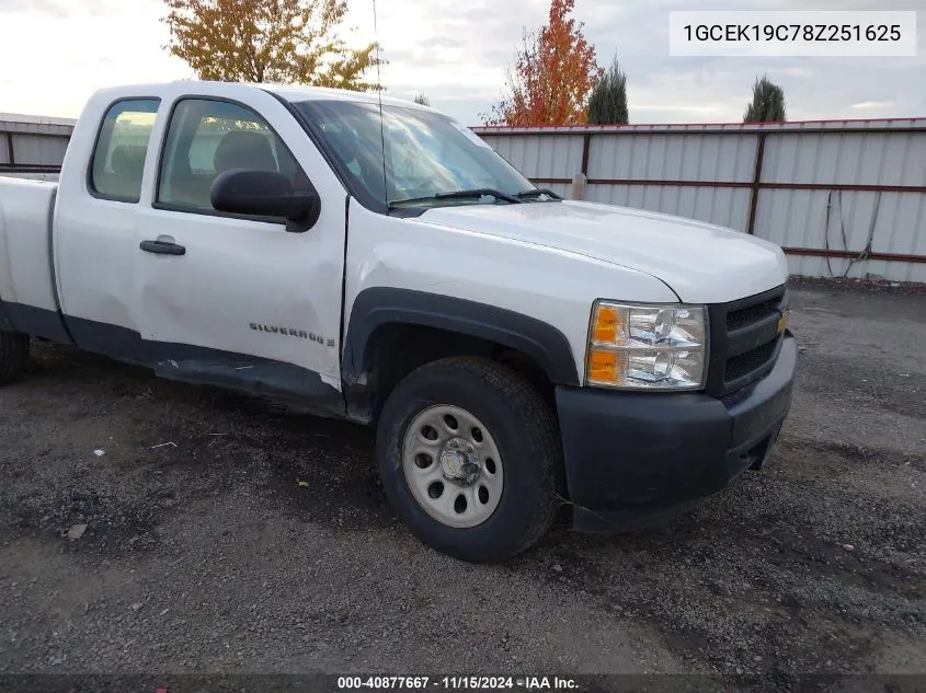 2008 Chevrolet Silverado 1500 Work Truck VIN: 1GCEK19C78Z251625 Lot: 40877667