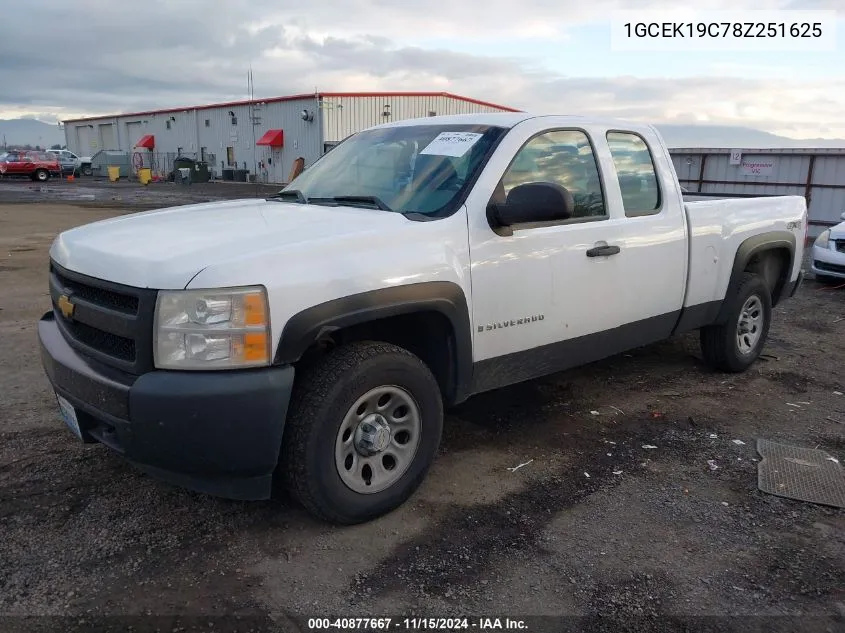 2008 Chevrolet Silverado 1500 Work Truck VIN: 1GCEK19C78Z251625 Lot: 40877667