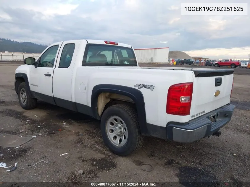 2008 Chevrolet Silverado 1500 Work Truck VIN: 1GCEK19C78Z251625 Lot: 40877667