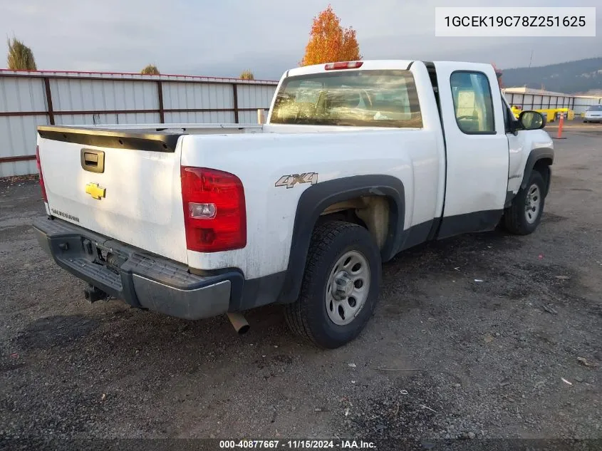 2008 Chevrolet Silverado 1500 Work Truck VIN: 1GCEK19C78Z251625 Lot: 40877667