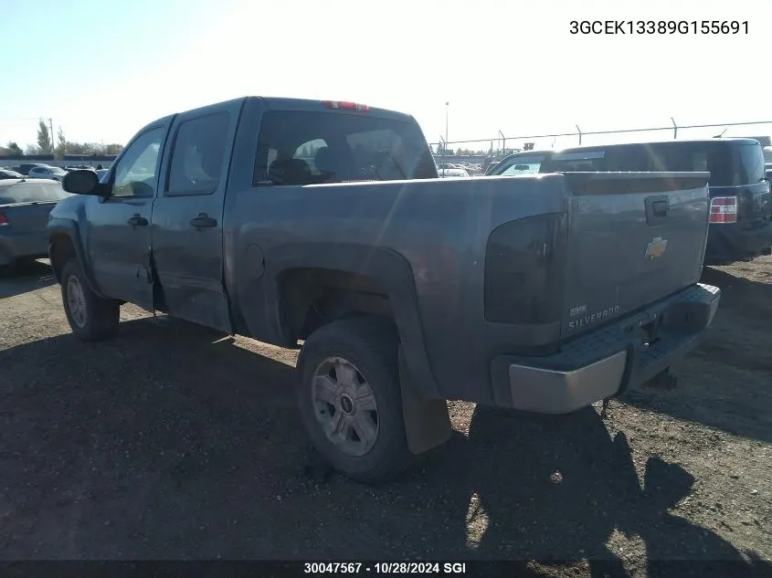 2009 Chevrolet Silverado K1500 VIN: 3GCEK13389G155691 Lot: 30047567