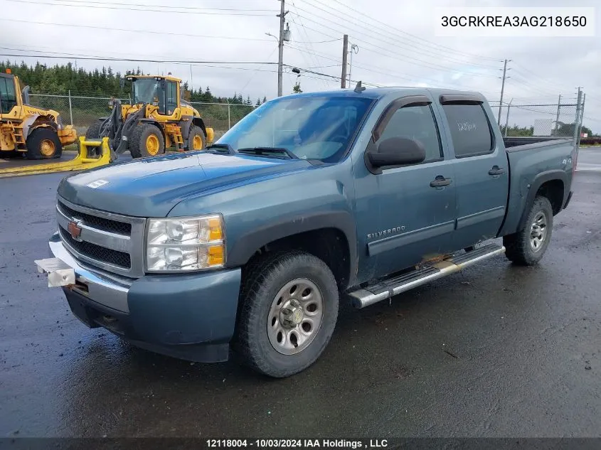 2010 Chevrolet Silverado 1500 VIN: 3GCRKREA3AG218650 Lot: 12118004