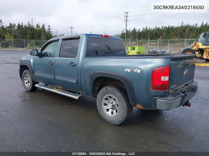 2010 Chevrolet Silverado 1500 VIN: 3GCRKREA3AG218650 Lot: 12118004