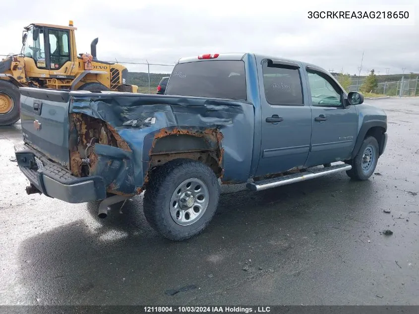 2010 Chevrolet Silverado 1500 VIN: 3GCRKREA3AG218650 Lot: 12118004