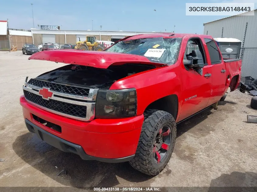 2010 Chevrolet Silverado 1500 Lt VIN: 3GCRKSE38AG148443 Lot: 39433138