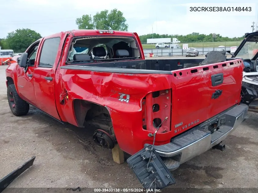 2010 Chevrolet Silverado 1500 Lt VIN: 3GCRKSE38AG148443 Lot: 39433138