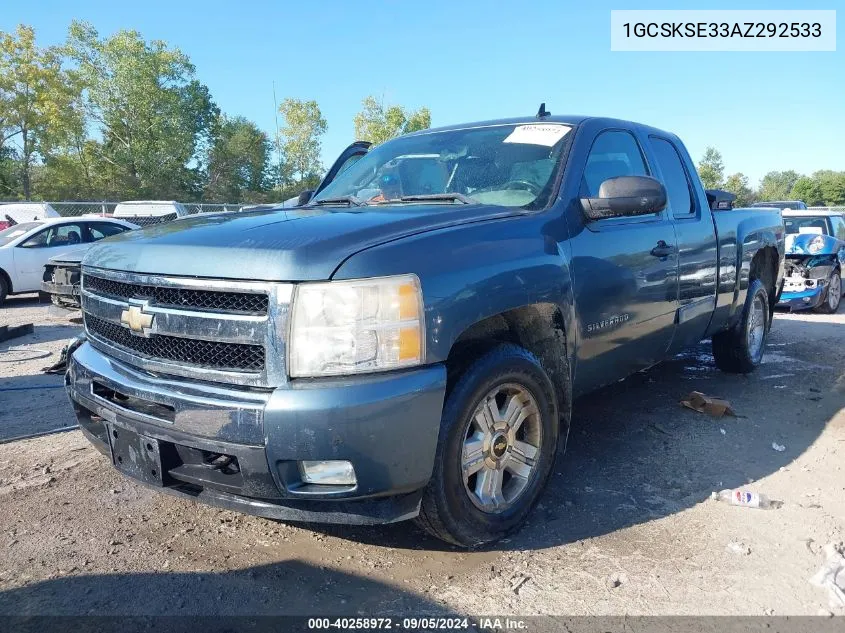 2010 Chevrolet Silverado K1500 Lt VIN: 1GCSKSE33AZ292533 Lot: 40258972