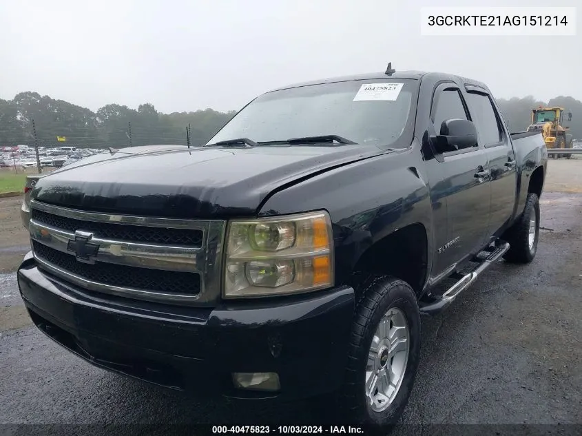 2010 Chevrolet Silverado 1500 Ltz VIN: 3GCRKTE21AG151214 Lot: 40475823