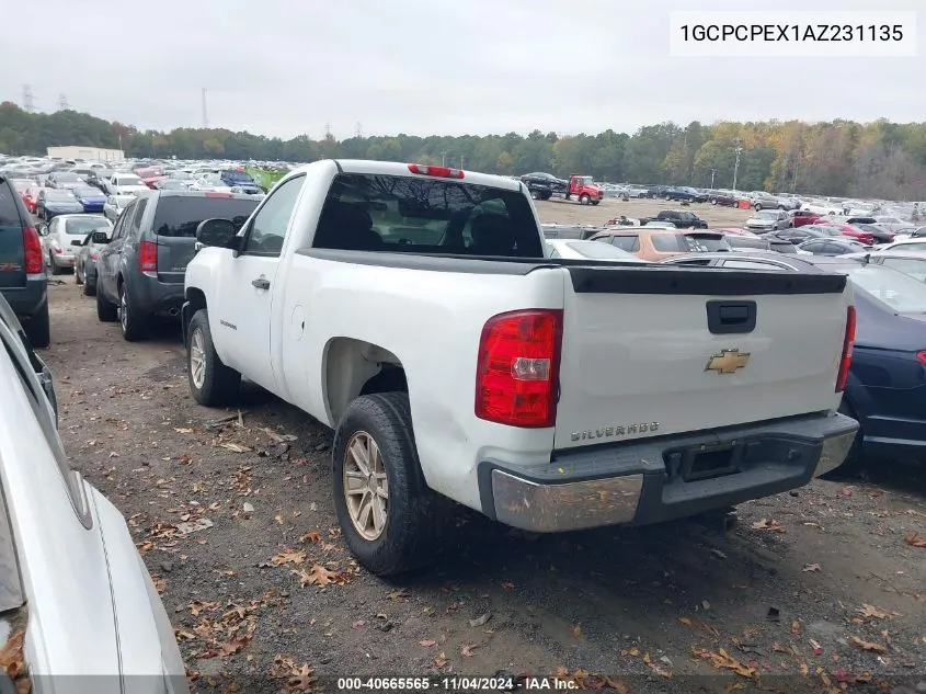 2010 Chevrolet Silverado 1500 Work Truck VIN: 1GCPCPEX1AZ231135 Lot: 40665565