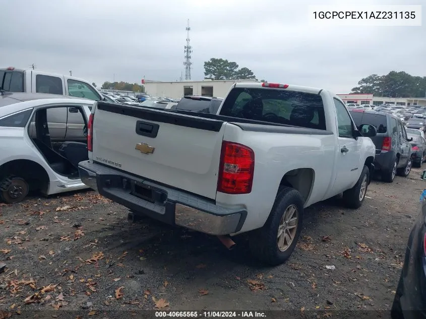 2010 Chevrolet Silverado 1500 Work Truck VIN: 1GCPCPEX1AZ231135 Lot: 40665565