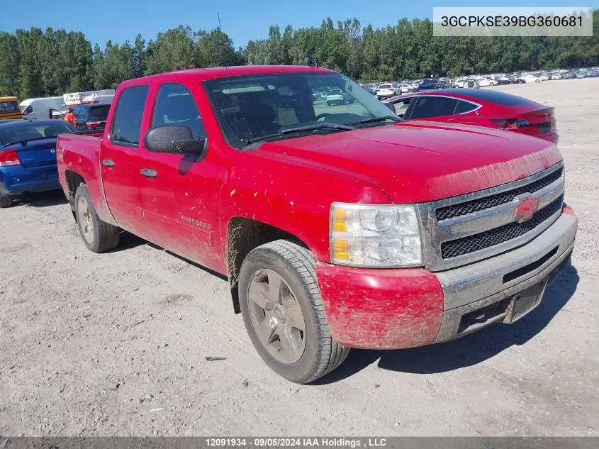 2011 Chevrolet Silverado 1500 VIN: 3GCPKSE39BG360681 Lot: 12091934