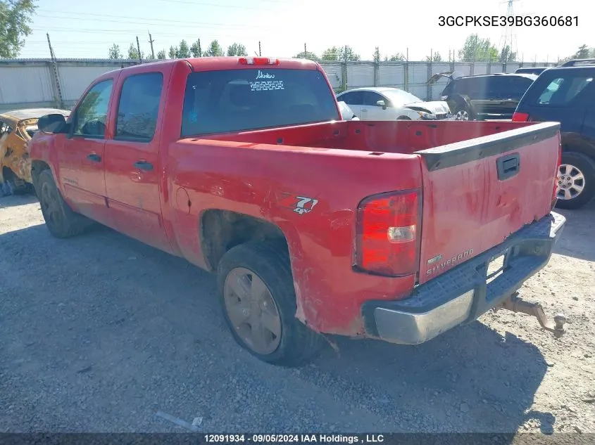 3GCPKSE39BG360681 2011 Chevrolet Silverado 1500