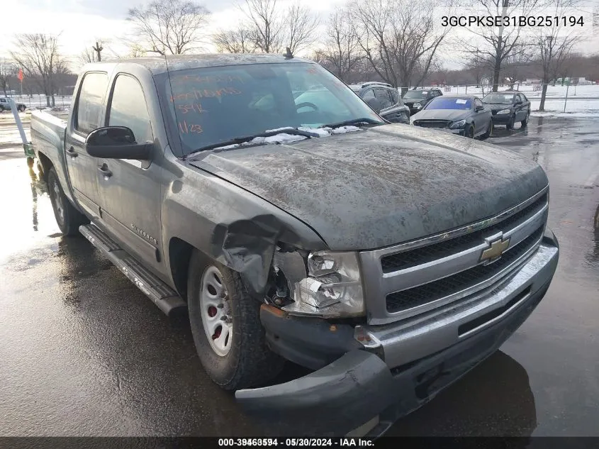 3GCPKSE31BG251194 2011 Chevrolet Silverado 1500 Lt