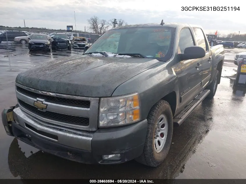 3GCPKSE31BG251194 2011 Chevrolet Silverado 1500 Lt