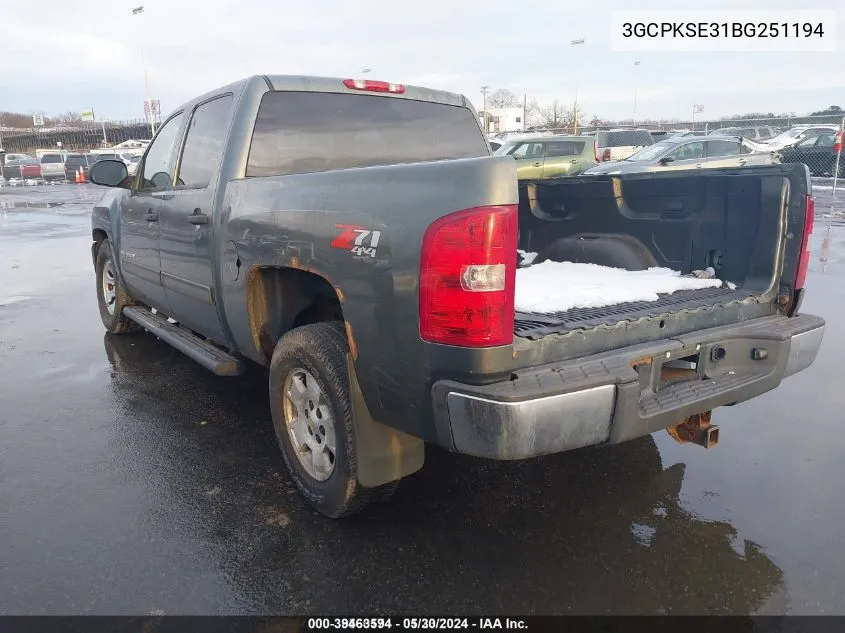 2011 Chevrolet Silverado 1500 Lt VIN: 3GCPKSE31BG251194 Lot: 39463594