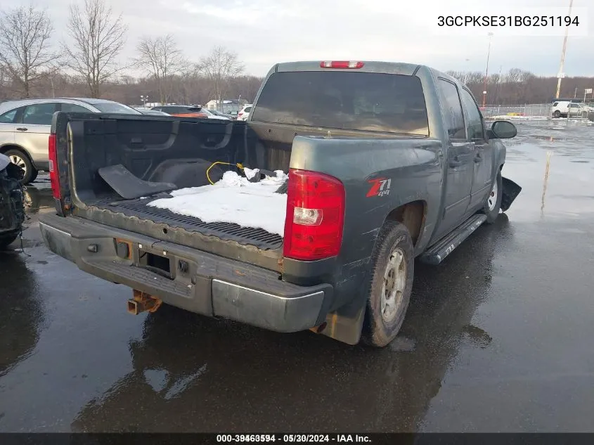 2011 Chevrolet Silverado 1500 Lt VIN: 3GCPKSE31BG251194 Lot: 39463594