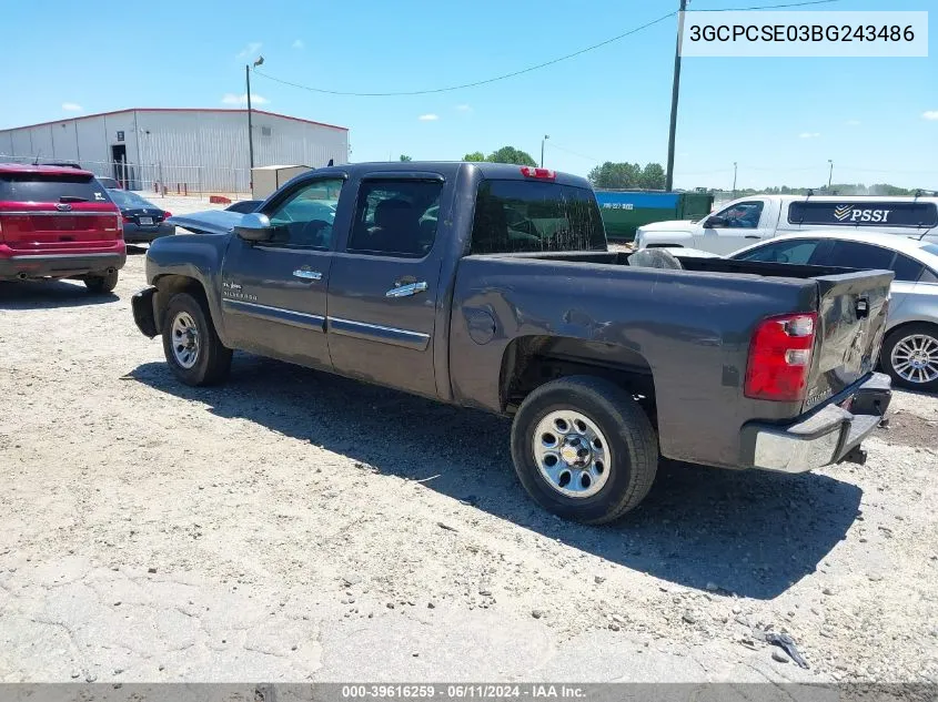 3GCPCSE03BG243486 2011 Chevrolet Silverado 1500 Lt