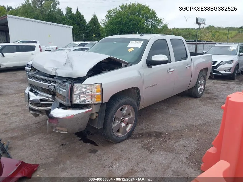 2011 Chevrolet Silverado K1500 Lt VIN: 3GCPKSE38BG382526 Lot: 40055884