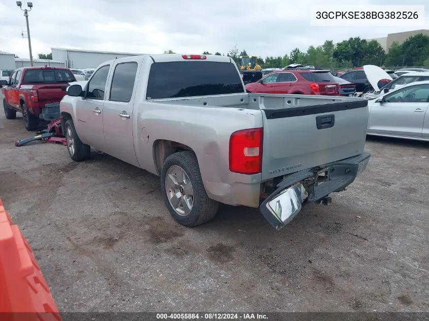 2011 Chevrolet Silverado K1500 Lt VIN: 3GCPKSE38BG382526 Lot: 40055884