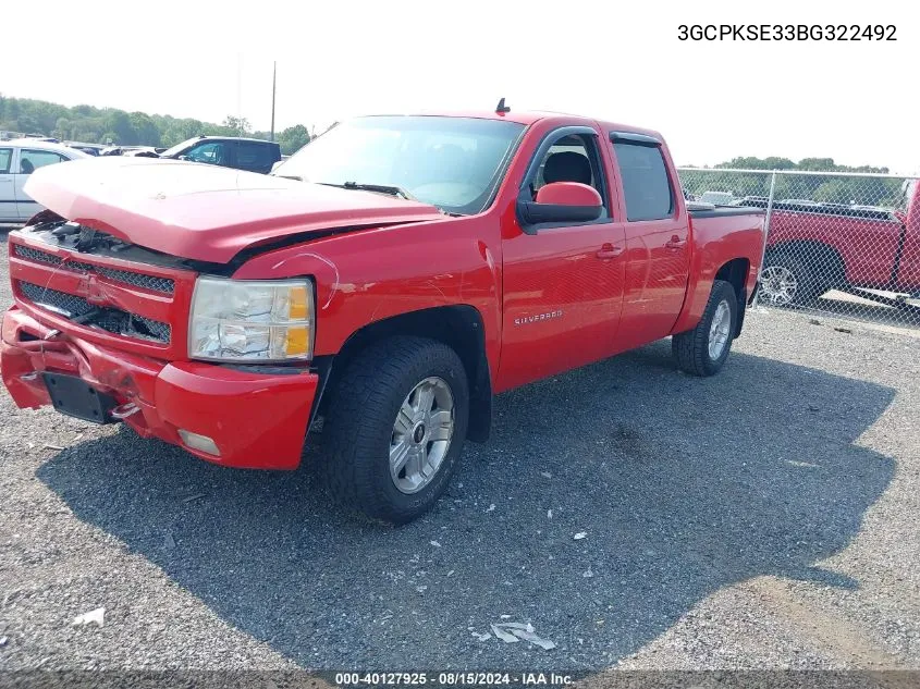 2011 Chevrolet Silverado 1500 Lt VIN: 3GCPKSE33BG322492 Lot: 40127925