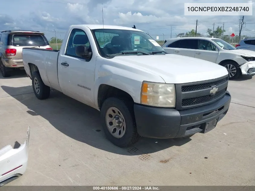 2011 Chevrolet Silverado 1500 Work Truck VIN: 1GCNCPE0XBZ248740 Lot: 40150686