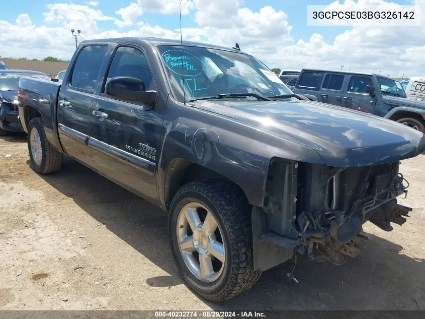 2011 Chevrolet Silverado 1500 Lt VIN: 3GCPCSE03BG326142 Lot: 40232774