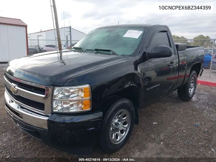 2011 Chevrolet Silverado 1500 Work Truck VIN: 1GCNCPEX6BZ344359 Lot: 40274816