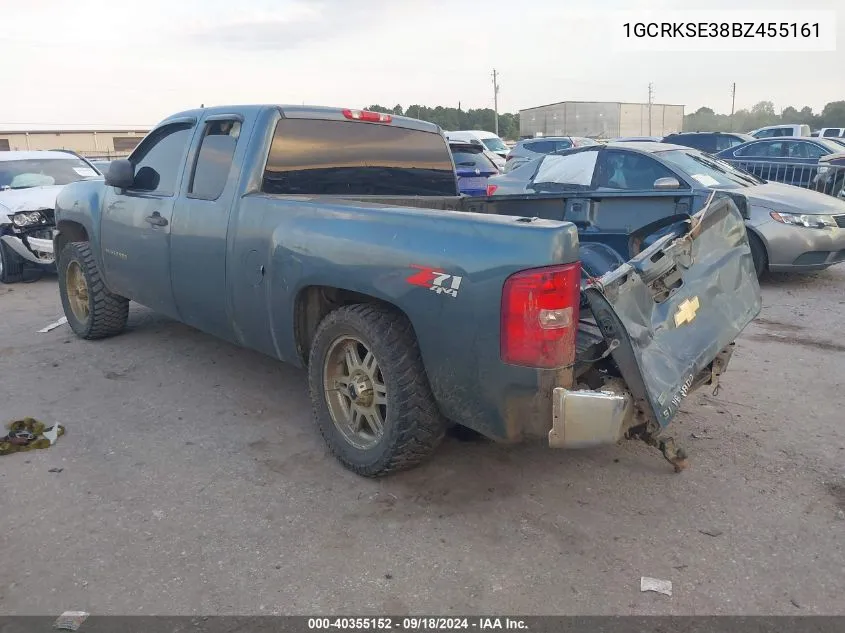 2011 Chevrolet Silverado K1500 Lt VIN: 1GCRKSE38BZ455161 Lot: 40355152