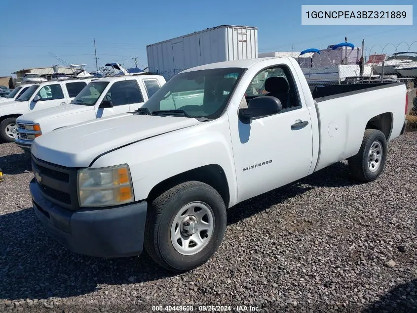 2011 Chevrolet Silverado VIN: 1GCNCPEA3BZ321889 Lot: 40449608