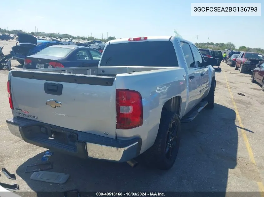 2011 Chevrolet Silverado 1500 Lt VIN: 3GCPCSEA2BG136793 Lot: 40513168