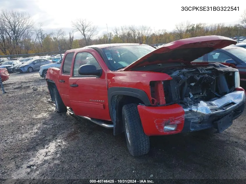 2011 Chevrolet Silverado 1500 Lt VIN: 3GCPKSE31BG322541 Lot: 40746425