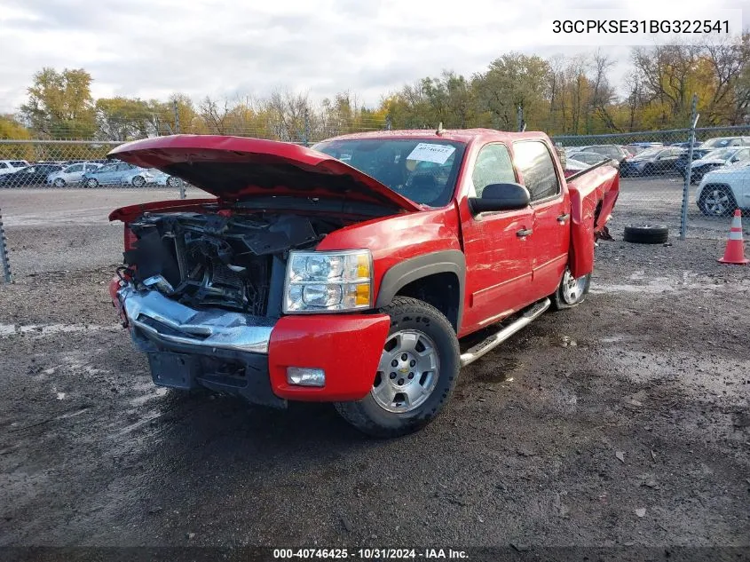 2011 Chevrolet Silverado 1500 Lt VIN: 3GCPKSE31BG322541 Lot: 40746425