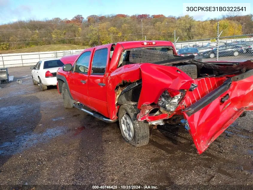 2011 Chevrolet Silverado 1500 Lt VIN: 3GCPKSE31BG322541 Lot: 40746425