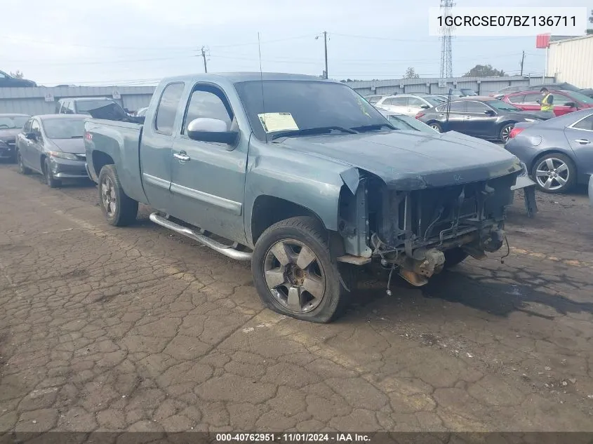 2011 Chevrolet Silverado 1500 Lt VIN: 1GCRCSE07BZ136711 Lot: 40762951