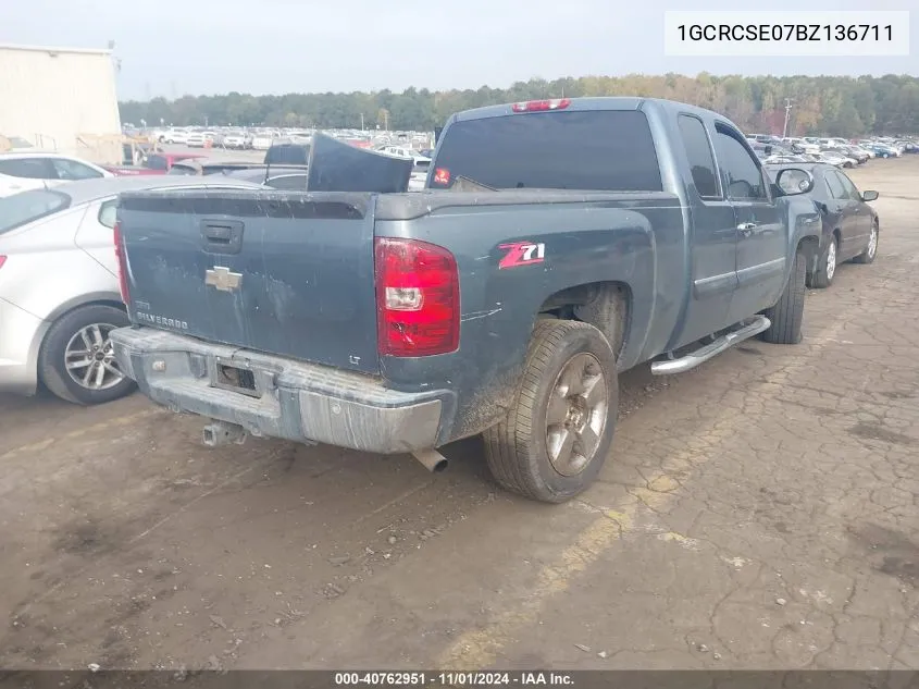 2011 Chevrolet Silverado 1500 Lt VIN: 1GCRCSE07BZ136711 Lot: 40762951