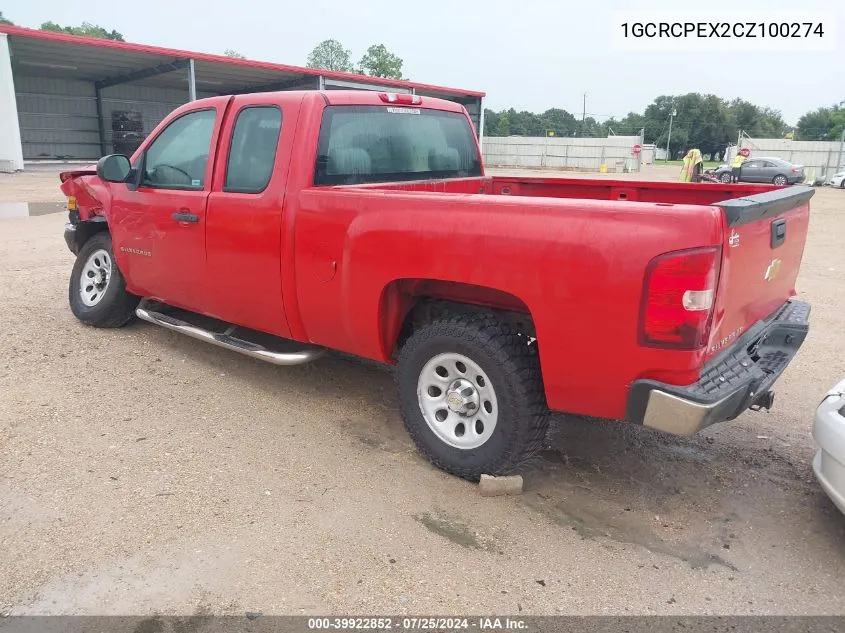 2012 Chevrolet Silverado 1500 Work Truck VIN: 1GCRCPEX2CZ100274 Lot: 39922852