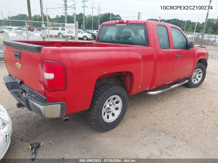 2012 Chevrolet Silverado 1500 Work Truck VIN: 1GCRCPEX2CZ100274 Lot: 39922852