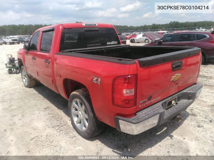 2012 Chevrolet Silverado 1500 Lt VIN: 3GCPKSE78CG104214 Lot: 40069962