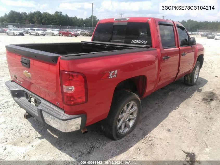 2012 Chevrolet Silverado 1500 Lt VIN: 3GCPKSE78CG104214 Lot: 40069962