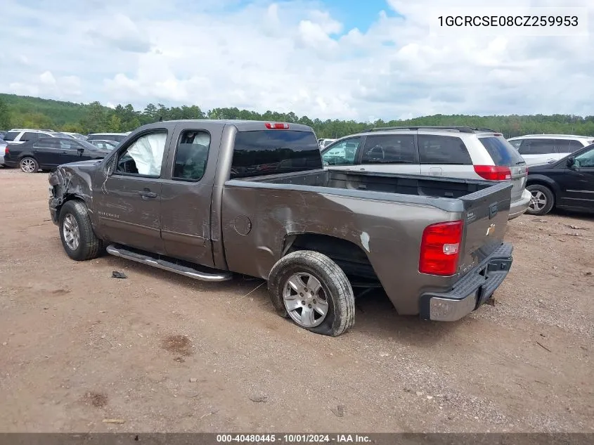 2012 Chevrolet Silverado 1500 Lt VIN: 1GCRCSE08CZ259953 Lot: 40480445