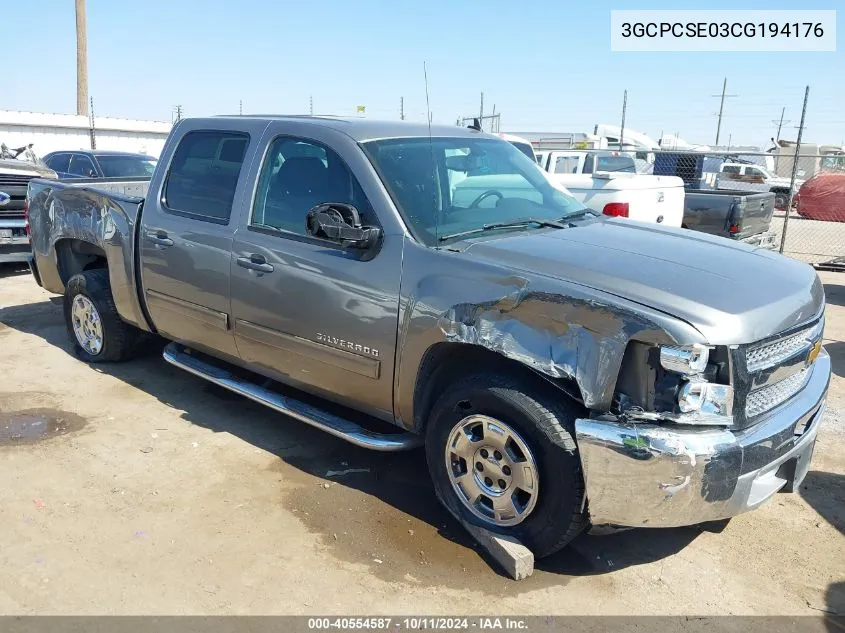 2012 Chevrolet Silverado 1500 Lt VIN: 3GCPCSE03CG194176 Lot: 40554587