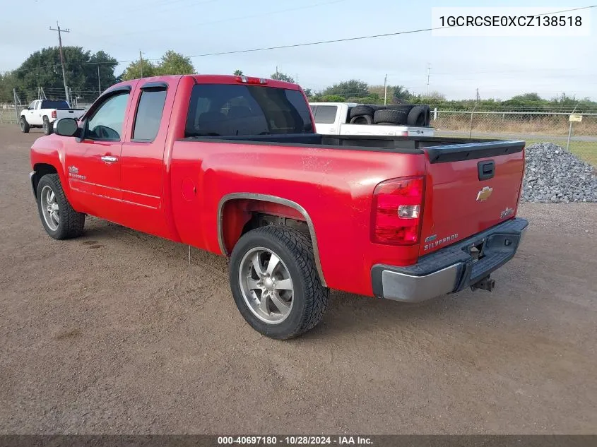 2012 Chevrolet Silverado 1500 Lt VIN: 1GCRCSE0XCZ138518 Lot: 40697180