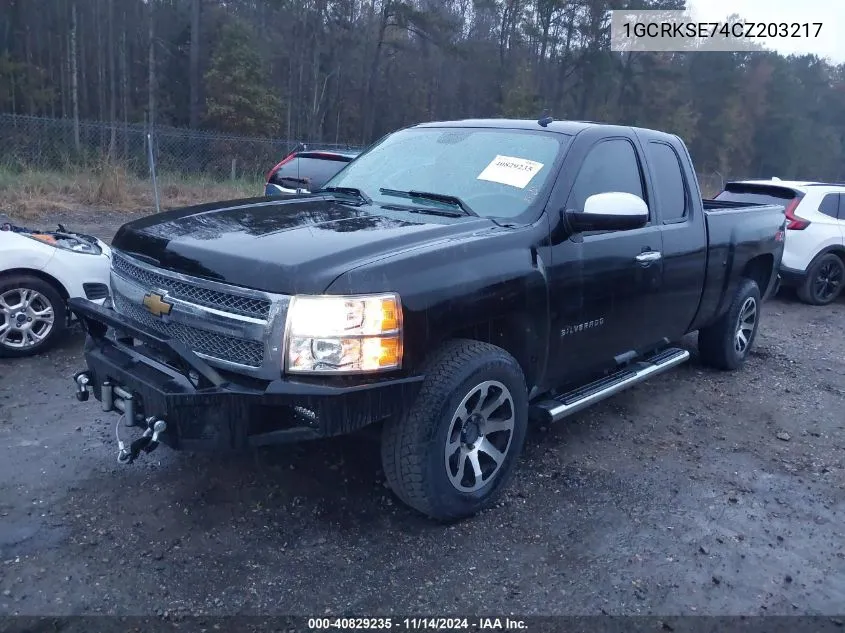 2012 Chevrolet Silverado 1500 Lt VIN: 1GCRKSE74CZ203217 Lot: 40829235