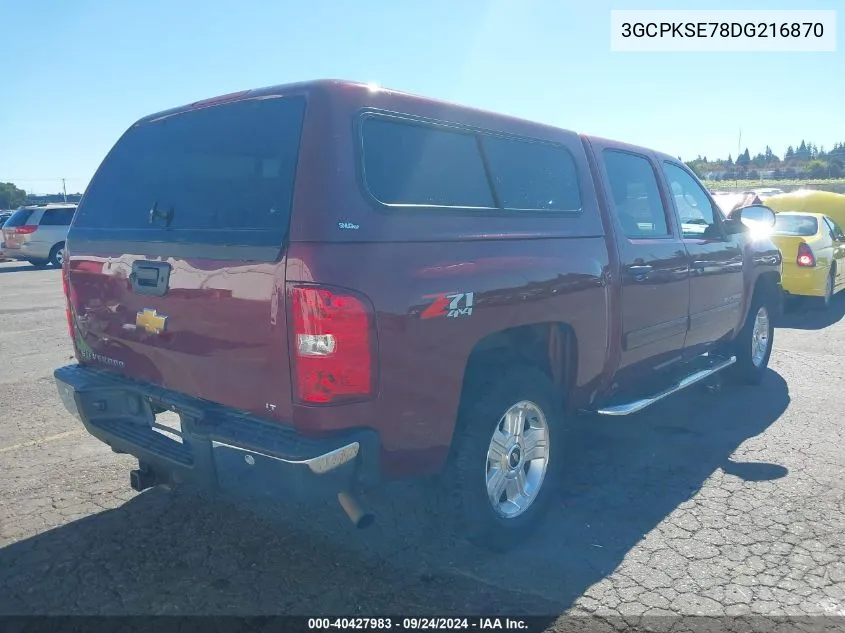 2013 Chevrolet Silverado 1500 Lt VIN: 3GCPKSE78DG216870 Lot: 40427983